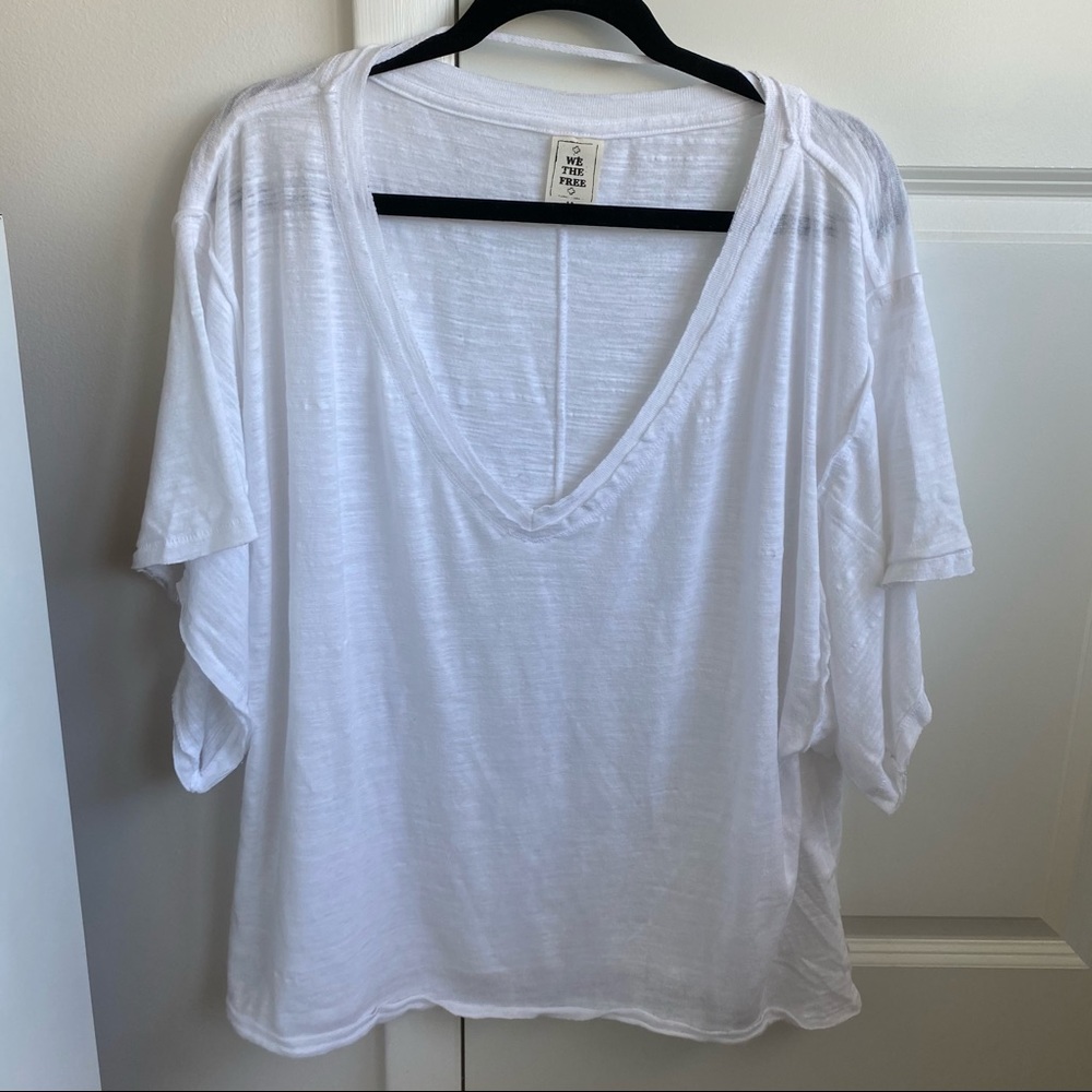 We the Free Free People White Oversized Tee